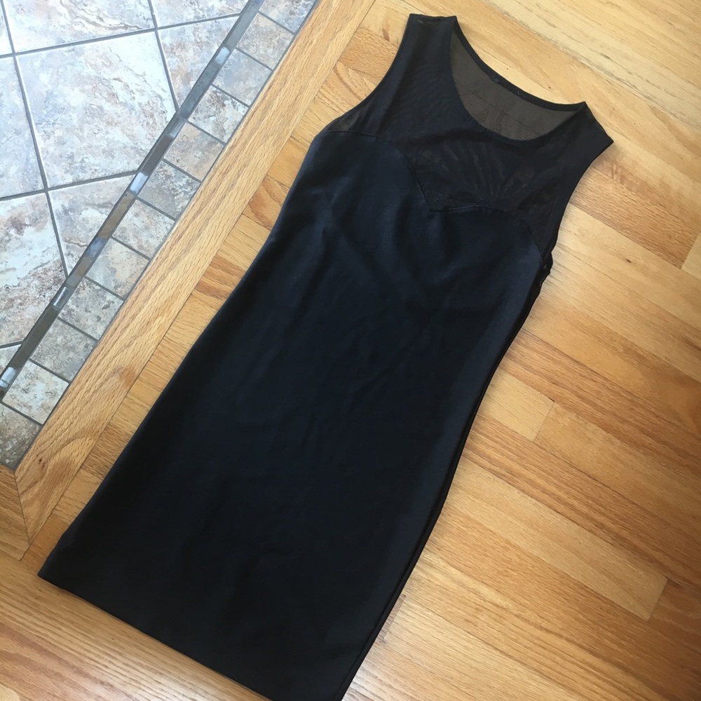 Black Mini Dress with Sheer Mesh Top